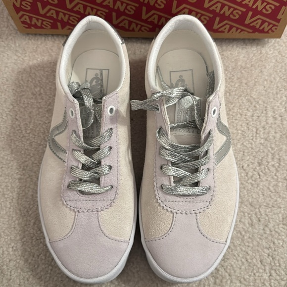 Vans Women's White and Silver Sneakers - Picture 4 of 9